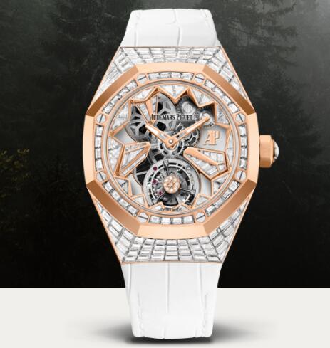 Audemars Piguet Royal Oak Concept Flying Tourbillon Pink Gold Baguette Diamond Replica Watch 26228OR.ZZ.D011CR.01