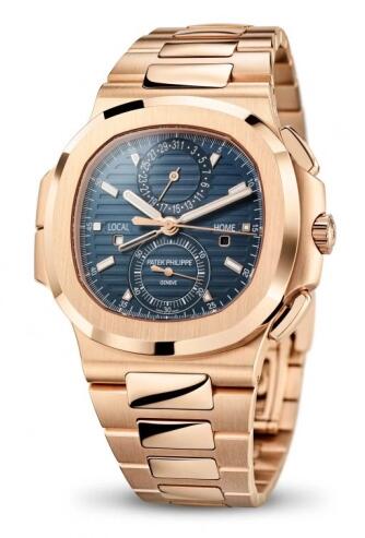 Replica Patek Philippe Nautilus Travel Time Rose Gold / Blue 5990/1R-001 Watch