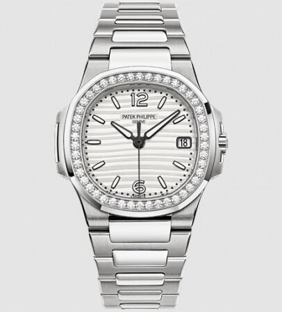 Patek Philippe Nautilus 7010 White Gold Silvery White Replica Watch 7010/1G-011