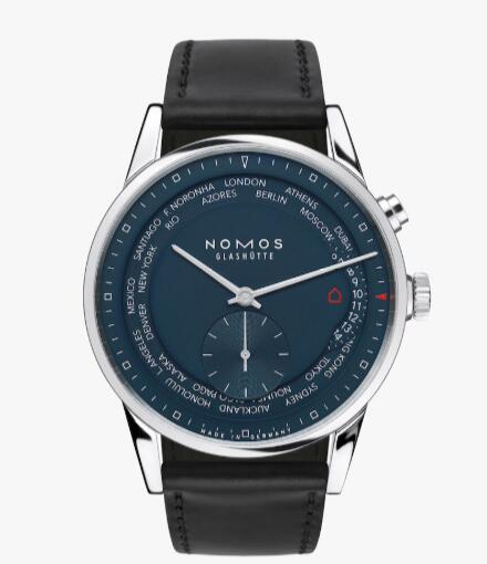 Buy Nomos Glashuette Watches for sale Nomos ZÜRICH WORLD TIME MIDNIGHT BLUE Replica Watch Review 807