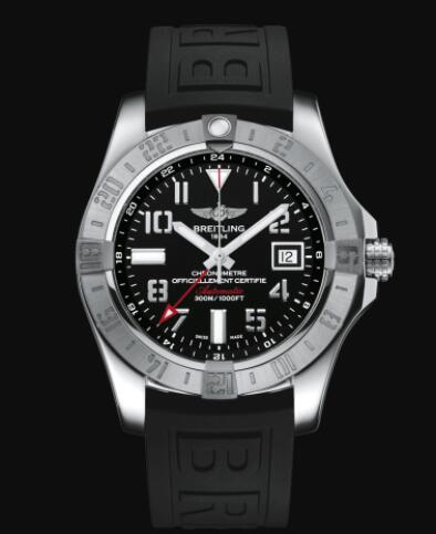 Breitling Avenger II GMT Stainless Steel Volcano Black Rubber Pin Replica Watch A32390111B2S2