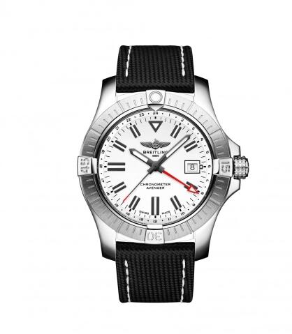 Breitling Avenger Automatic GMT 43 Stainless Steel White Calf Folding Replica Watch A32397101A1X2