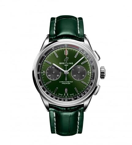 Breitling Premier B01 Chronograph 42 Stainless Steel Green Alligator Folding Replica Watch AB0118221L1P1