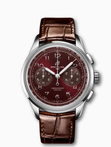 Replica Breitling Premier B09 Chronograph 40 Stainless Steel Burgundy AB0930D41K1P1 Watch