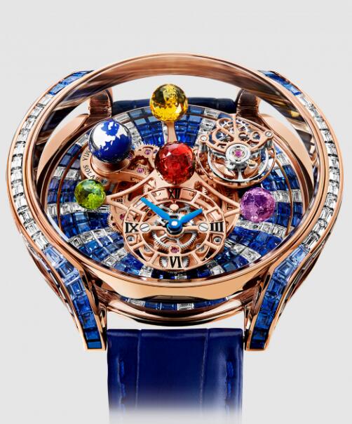 Jacob and Co Astronomia Solar Baguette Diamonds And Blue Sapphires Replica Watch AS900.40.AB.UA.A
