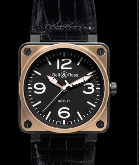 Bell & Ross Replica Watch BR 01-92 Pink Gold & Carbon AVIATION BR0192-BICOLOR Pink Gold - Black PVD Steel - Alligator strap
