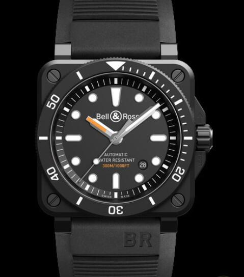 Bell & Ross INSTRUMENTS Replica Watch BR03-92 Diver Black Matte BR0392-D-BL-CE/SRB Ceramic - Black Dial - Strap Rubber