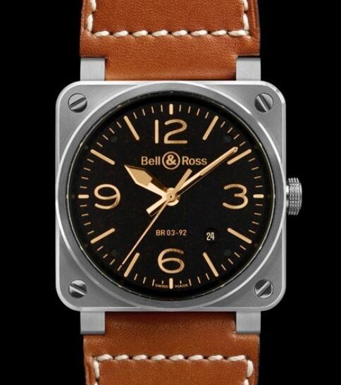 Bell & Ross Replica Watch BR 03-92 Golden Heritage AVIATION BR0392-ST-G-HE/SCA Steel - Leather Bracelet