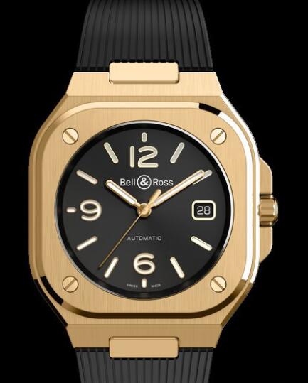 Bell & Ross INSTRUMENTS Replica Watch BR05 Gold BR05A-BL-PG/SRB Rose Gold - Black Dial - Strap Rubber