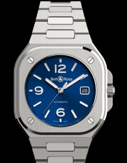Bell & Ross INSTRUMENTS Replica Watch BR05 Blue Steel BR05A-BLU-ST/SST Satin-Polished Steel - Blue Dial - Bracelet Satin-Polished Steel