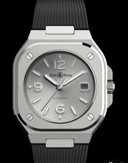 Bell & Ross INSTRUMENTS Replica Watch BR05 Grey Steel BR05A-GR-ST/SRB Satin-Polished Steel - Grey Dial - Strap Rubber