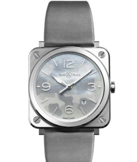 Bell & Ross Replica Watch AVIATION BRS Grey Camouflage BRS-CAMO-ST Steel - Mother-of-Pearl Dial - Satin Strap
