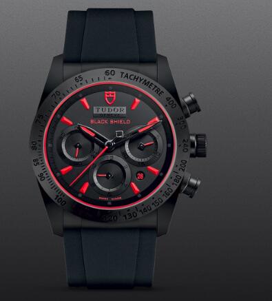 Tudor Fastrider Black Shield Ceramic Black-Red Rubber Replica Watch 42000CR-0001