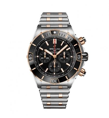 Breitling Super Chronomat B01 44 Stainless Steel Red Gold Black Rouleaux Replica Watch UB0136251B1U1