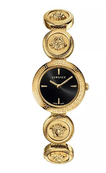 Replica ersace Women's Swiss Medusa Stud Icon Gold-Tone Stainless Steel Bracelet Watch 28mm