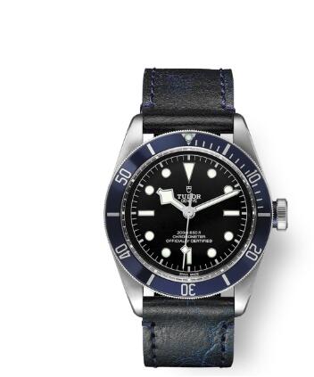 Tudor Heritage Black Bay Blue Replica Watch 79230b-0007 41 mm steel case Aged leather strap